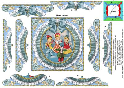 Carol Singers Blue Ruffle 5in Bracket Edge Spiral Stacker