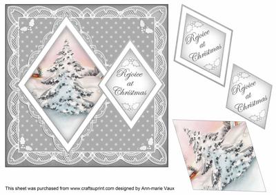 Snow Tree Rejoice at Christmas 7in Double Diamond Topper