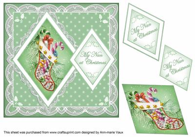 Christmas Stocking My Nan 7in Double Diamond Topper