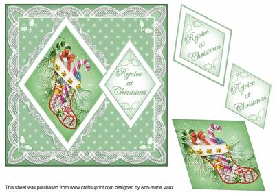 Christmas Stocking Rejoice 7in Double Diamond Topper