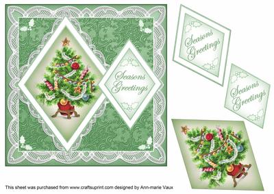 Christmas Tree Seasons Greetings 7in Double Diamond Topper