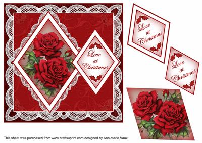 Red Roses Love at Christmas 7in Double Diamond Topper