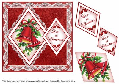 Red Bells Love at Christmas 7in Double Diamond Topper