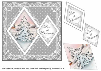 Snow Tree Love at Christmas 7in Double Diamond Topper