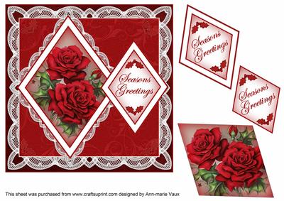 Red Roses Seasons Greetings 7in Double Diamond Topper