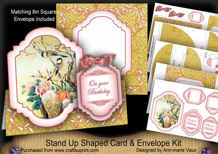 Oriental Birds Large Fancy Stand Up Card N Envelope Kit