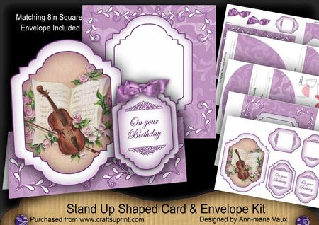 Floral Violin Large Fancy Stand Up Card N Envelope Kit
