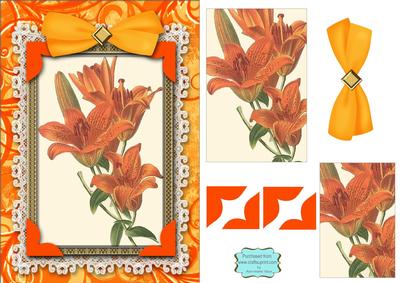 Orange Day Lillies A5 Lace Card Front Step by Step