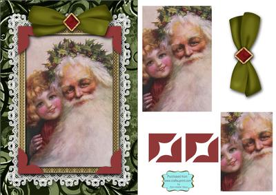Vintage Santa and Me A5 Lace Card Front Step by Step