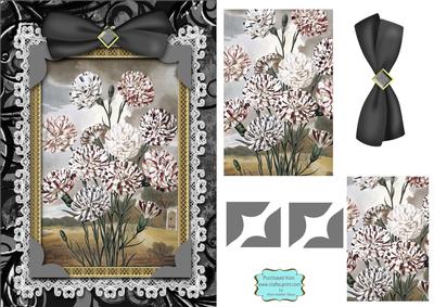 Black and White Carnations A5 Lace Card Front Step by Step
