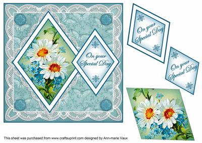 Teal Daisy Special Day 7in Double Diamond Topper