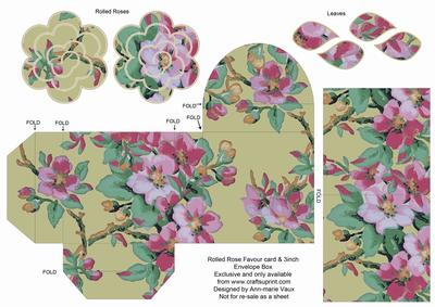 Cream Col Blossom Rolled Rose 3in Favour/gift Box N' Card