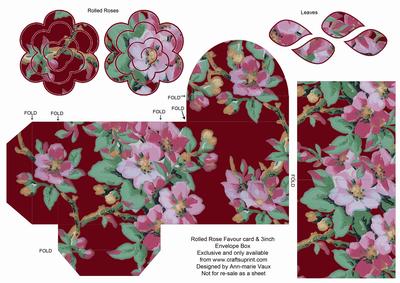 Hot Pink Col Blossom Rolled Rose 3in Favour/gift Box N' Card