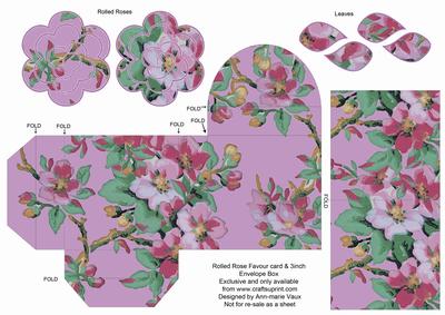 Lilac Col Blossom Rolled Rose 3in Favour/gift Box N' Card