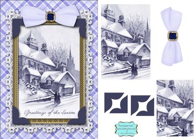 Blue Christmas Greetings A5 Card Front Step by Step
