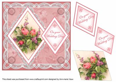 Rose Bouquet Wedding Day 7in Double Diamond Topper