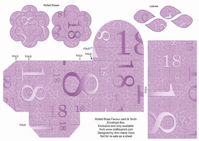 Lilac Age 18 Rolled Rose 3in Favour/gift Box N' Card