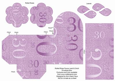 Lilac Age 30 Rolled Rose 3in Favour/gift Box N' Card