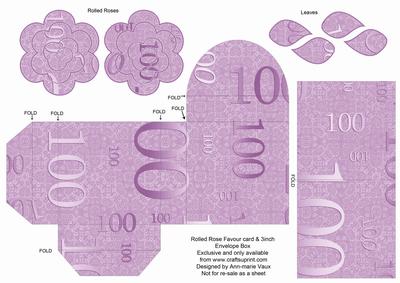 Lilac Age 100 Rolled Rose 3in Favour/gift Box N' Card
