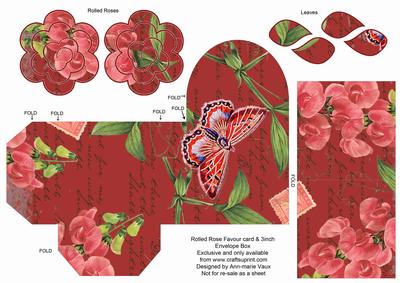 Dred Sweet Pea Rolled Rose 3in Favour/gift Box N' Card