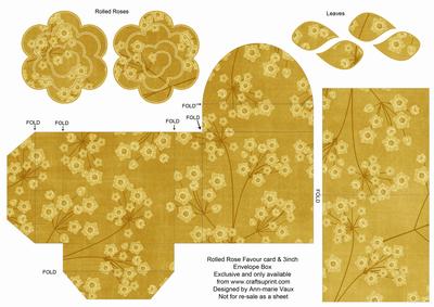 Gold Babysb Rolled Rose 3in Favour/gift Box N' Card