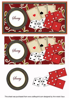 Red Games Sorry Dl Decoupage Topper