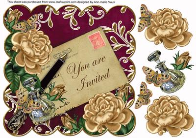 Coffee Roses Cerise You Are Invited 8in Scallop Topper
