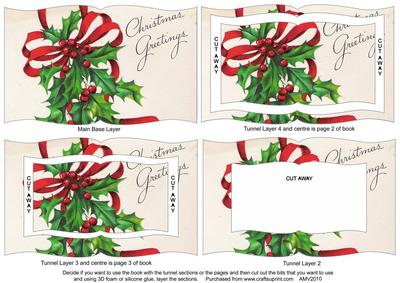 Christmas Greeting Holly Tunnel Book Sheet