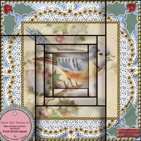 Christmas Bluetit Spiral Edge Stacker 8x8 Card Front Kit