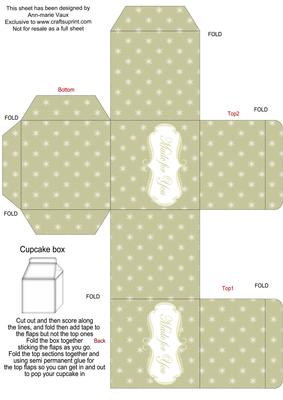 Cream Christmas Flake Single Cupcake Presentation Box