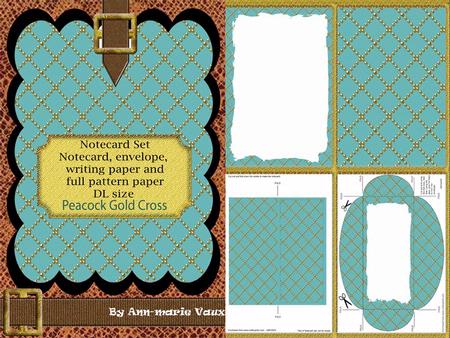 Peacock Gold Cross Note Card, Writing Paper and Envelope Set