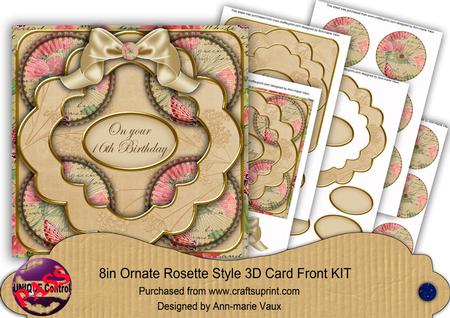 Cream Sweetpeas 16th Birthday 3D Rosette 8in Card Front Kit