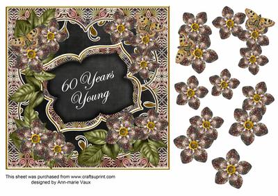 Black Met Fleur 60 Years Young Fancy 7in Deco Topper