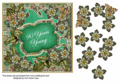 Dgreen Met Fleur 90 Years Young Fancy 7in Deco Topper