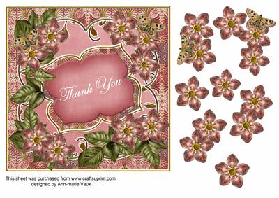 Pink Met Fleur Thank You Fancy 7in Deco Topper