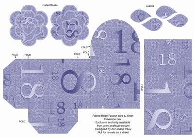 Blue Age 18 Rolled Rose 3in Favour/gift Box N' Card