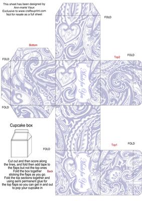 Blue Paisley Single Cupcake Presentation Box
