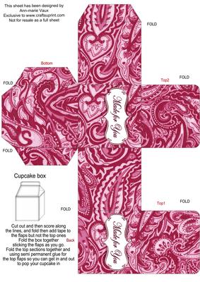Hot Pink Paisley Single Cupcake Presentation Box