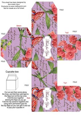 Lilac Colour Sweet Peas Single Cupcake Presentation Box