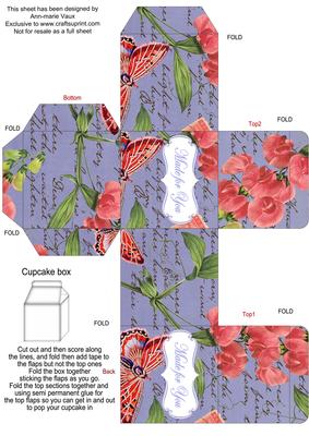 Blue Colour Sweet Peas Single Cupcake Presentation Box