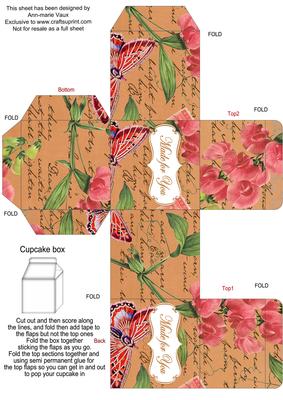 Borange Colour Sweet Peas Single Cupcake Presentation Box