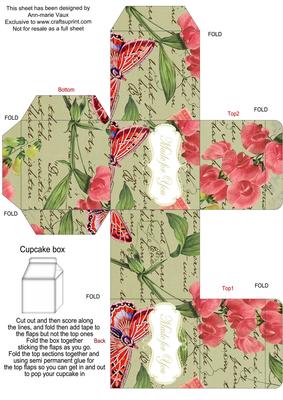 Cream Colour Sweet Peas Single Cupcake Presentation Box
