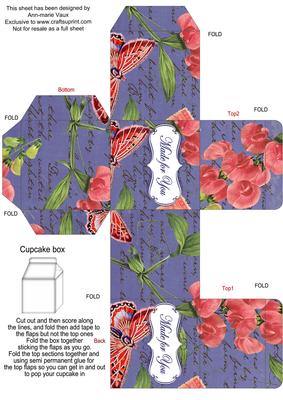Dblue Colour Sweet Peas Single Cupcake Presentation Box