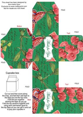 Dgreen Colour Sweet Peas Single Cupcake Presentation Box