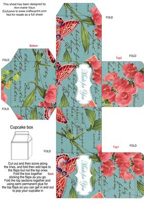 Dteal Colour Sweet Peas Single Cupcake Presentation Box