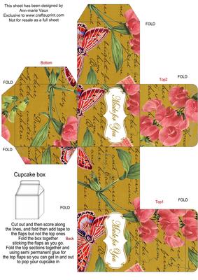 Gold Colour Sweet Peas Single Cupcake Presentation Box