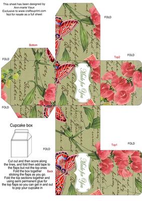 Olive Colour Sweet Peas Single Cupcake Presentation Box