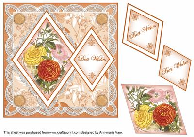 Borange Bouquet Best Wishes 7in Double Diamond Topper