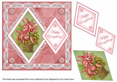 Lily Bouquet Happy Everything 7in Double Diamond Topper