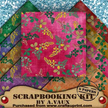 Oriental Ferns Vtea Tone Darks 8 Scrapbooking Papers Kit